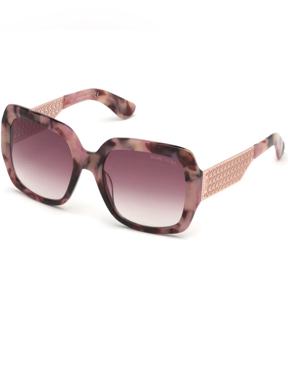 55. NEW Marciano Pink Tortoise Oversized Square Sunglasses Gradient Pink Lenses